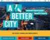 <p>Home page, featuring large hero image, action buttons leading into the site, and two different types of sliders.</p><a href="http://abettercity.org/" target="_blank" class="popup-external-link">View this page on the Web</a>
